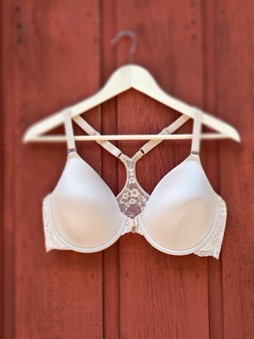 Maidenform Lace Racerback T-Shirt Bra in Ivory Sz 38 C